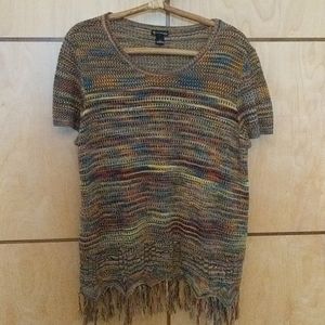 Short sleeve knit top with fringe Size 1x